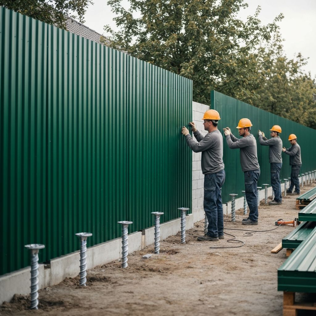 Забор из профнастила на сваях